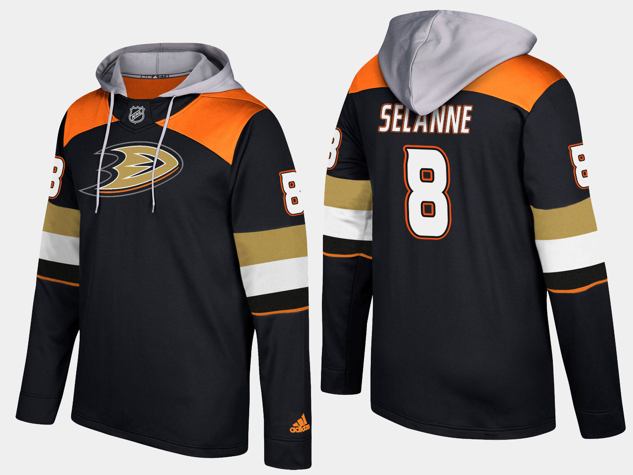 Men NHL Anaheim ducks retired #8 teemu selanne black hoodie